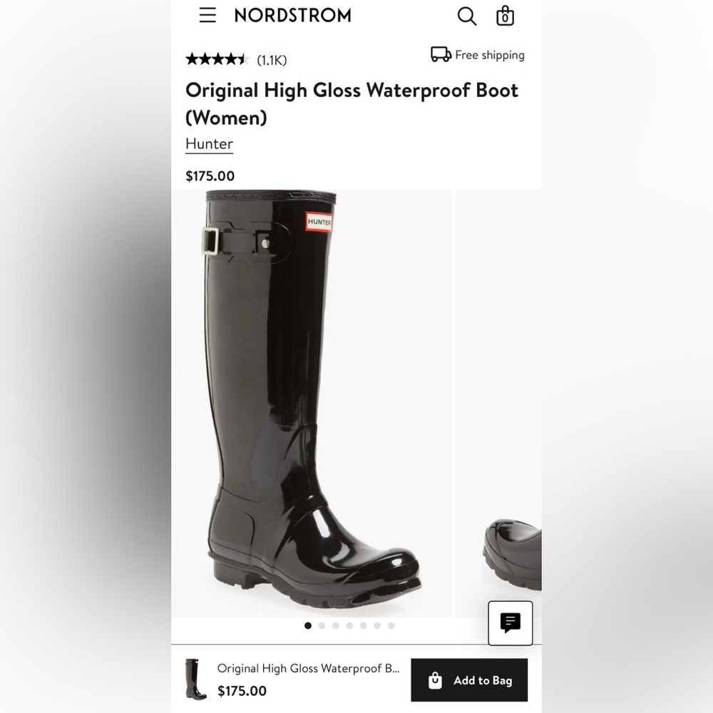 Hunter high gloss waterproof tall boots - black